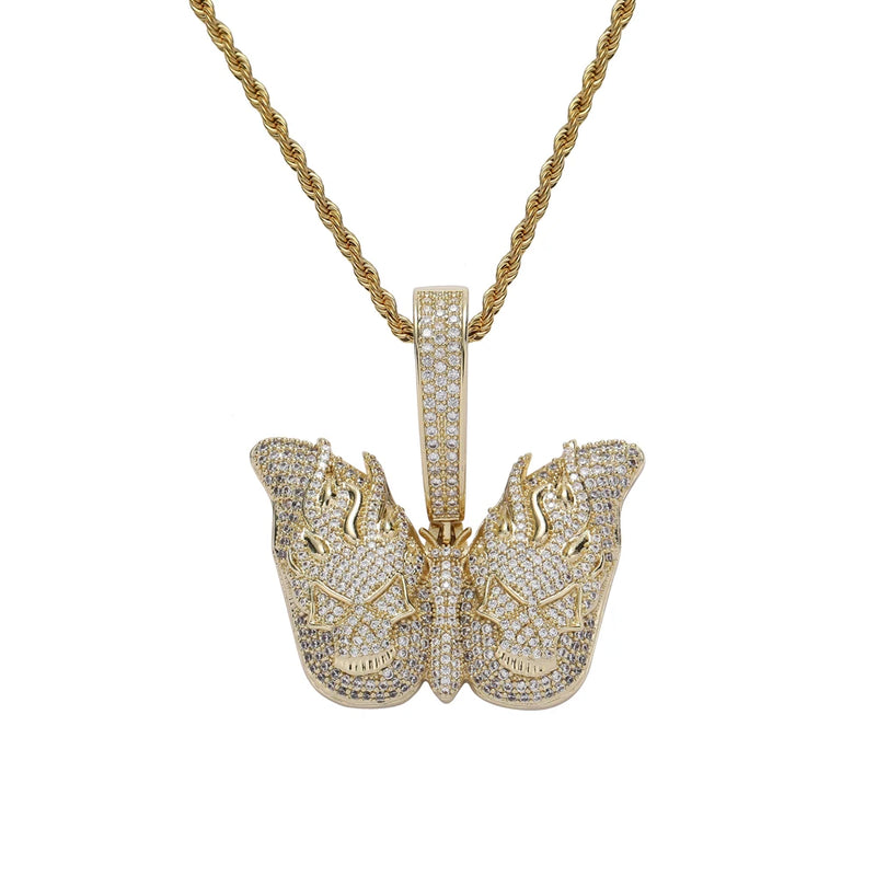 Hip Hop Zircon Pendant Brass CZ Necklace CN413