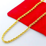 24K Hip Hop Twisted Rope Necklace Wedding Jewelry