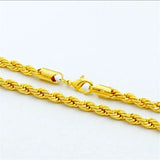 24K Hip Hop Twisted Rope Necklace Wedding Jewelry