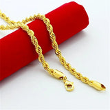 24K Hip Hop Twisted Rope Necklace Wedding Jewelry