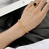 Hip Hop Twisted Chain Chunky Bracelet Stainless Steel Punk Gothic Snake Bangle