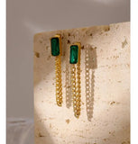 Stylish Green CZ Pendant Necklace Set for Women
