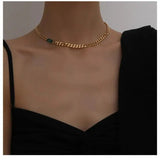 Stylish Green CZ Pendant Necklace Set for Women