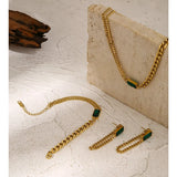 Stylish Green CZ Pendant Necklace Set for Women