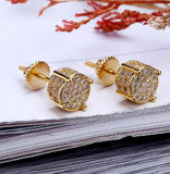 Hip Hop 925 Silver & 14k Yellow Square Diamond Wedding Earrings