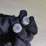 Hip hop Round Square Simulated Diamond Wedding Earrings 925 Sterling Silver