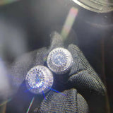 Hip hop Round Square Simulated Diamond Wedding Earrings 925 Sterling Silver