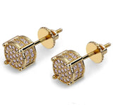 Hip Hop 925 Silver & 14k Yellow Square Diamond Wedding Earrings