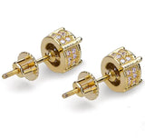 Hip Hop 925 Silver & 14k Yellow Square Diamond Wedding Earrings
