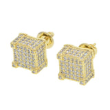 Hip Hop 925 Silver & 14k Yellow Square Diamond Wedding Earrings