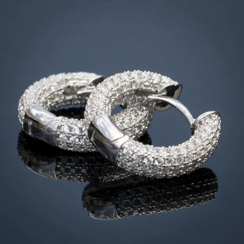 Hip Hop Round pave Simulated Diamond Wedding Earrings