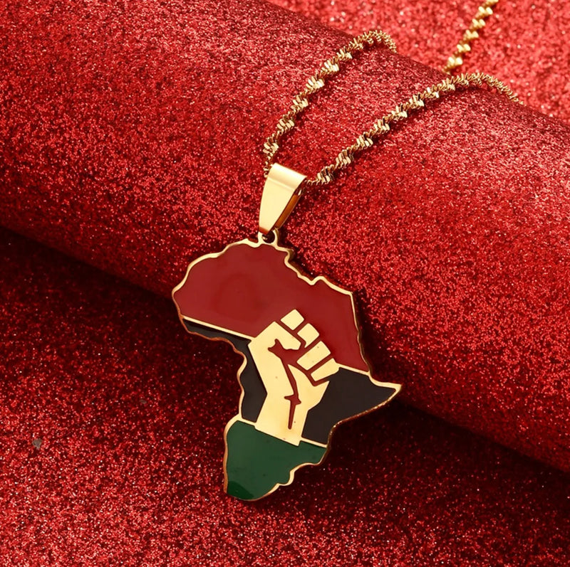 Hip-hop Africa Map Pendant Necklace Jewelry