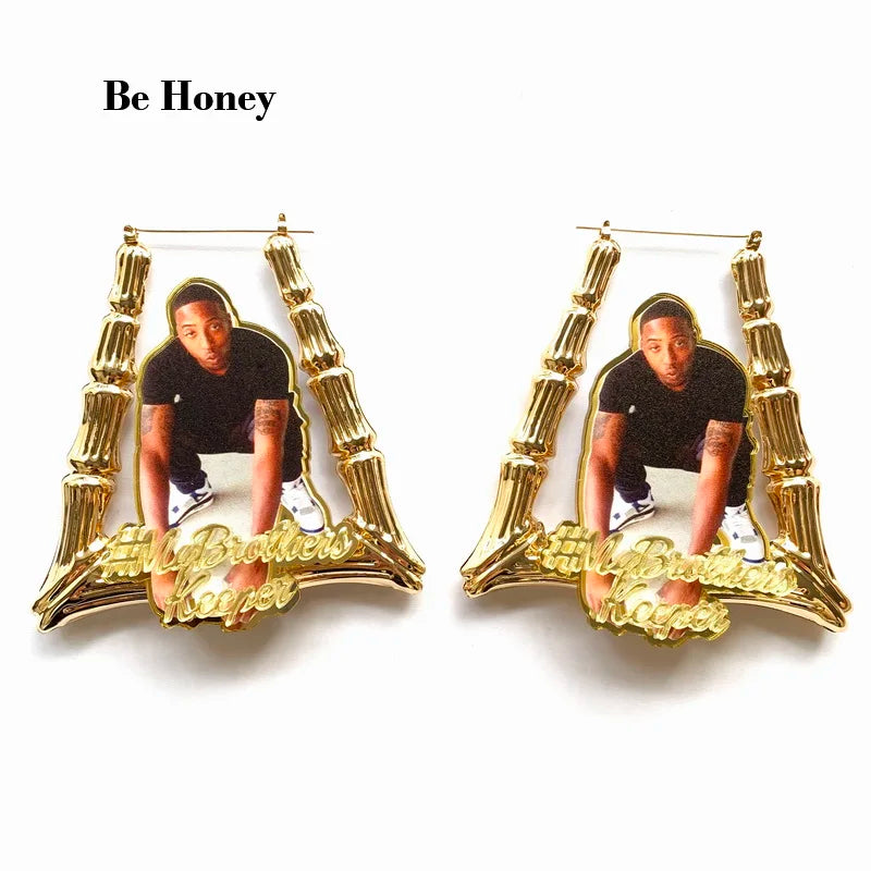 Custom Hip-hop Trapezium Acrylic Earrings