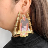 Custom Hip-hop Trapezium Acrylic Earrings