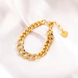 Hip-hop Zircon Bracelets 14K Plated Rapper Souvenir Couple Cuban Chain