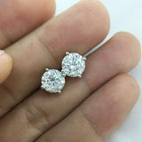 Hip hop Jewelry 8mm Round Diamond Earrings Women Men Real 925 Silver Stud