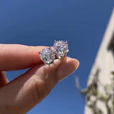 Hip hop Jewelry 8mm Round Diamond Earrings Women Men Real 925 Silver Stud