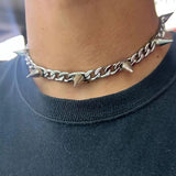 Hip-Hop Metal Rivet Pendant Necklace Punk Rock Gothic Charm 90s Jewelry