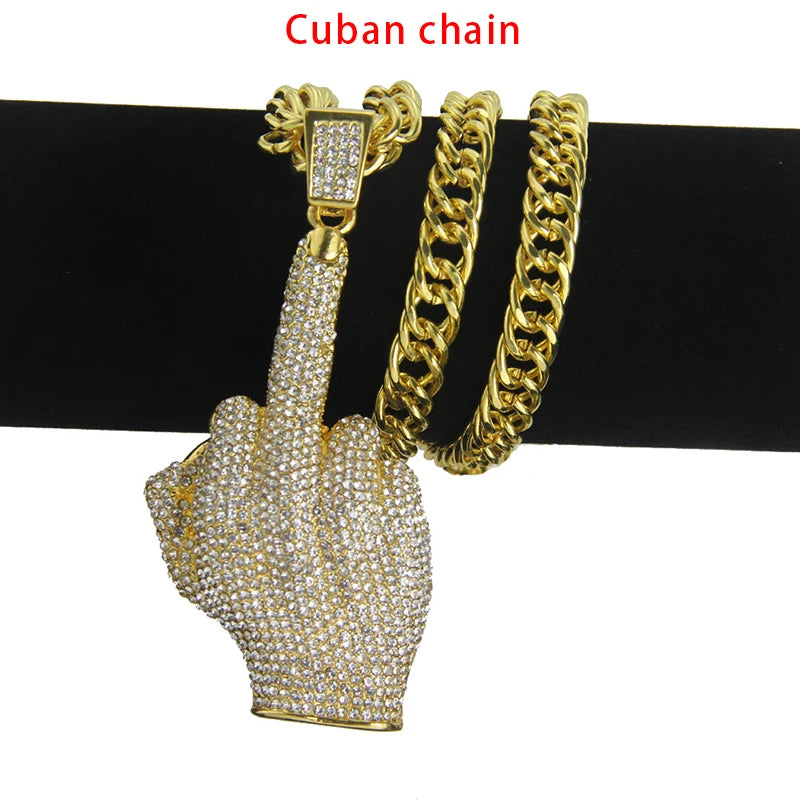 Hip-hop Middle Finger Pendant Necklace Men's Alloy Jewelry
