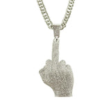 Hip-hop Middle Finger Pendant Necklace Men's Alloy Jewelry