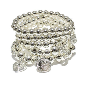 Hip-hop Punk CCB Beaded Bracelet Rhinestone Pearl Bangle Jewelry