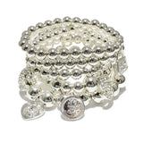 Hip-hop Punk CCB Beaded Bracelet Rhinestone Pearl Bangle Jewelry