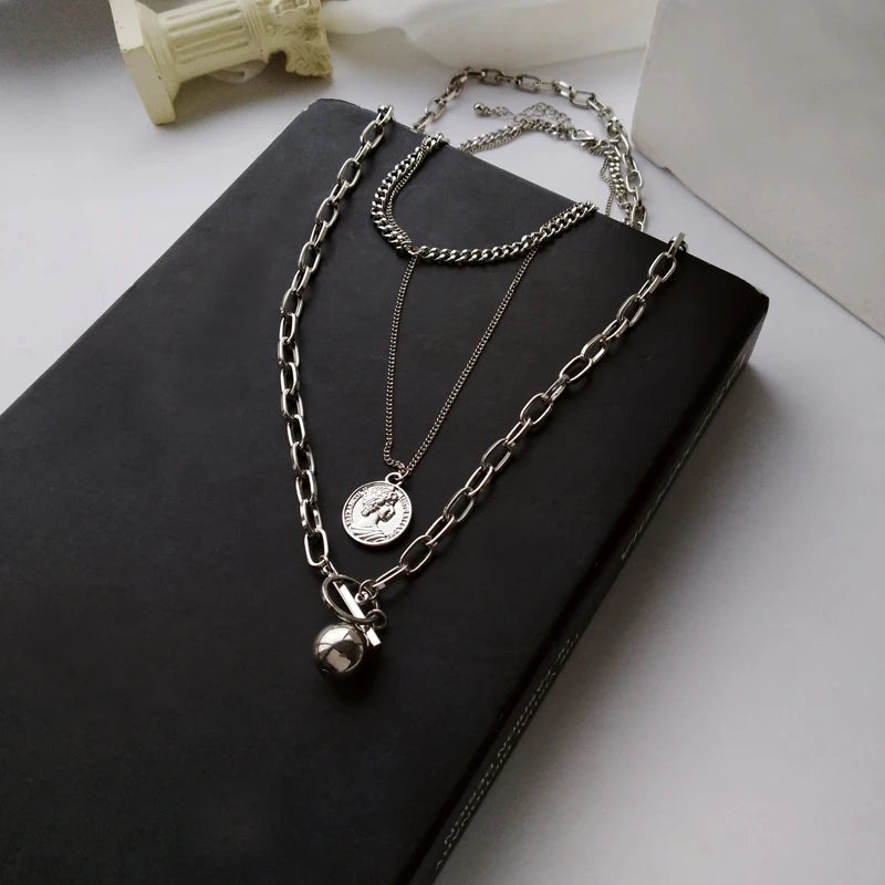 Hip-hop Punk T Bar Pendant Necklace for Women