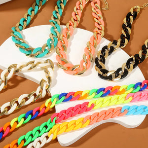 Hip-hop Style Retro Resin Acrylic Necklace Sweater Chain Gothic