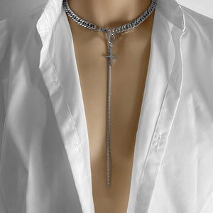 Hip-hop Tide Silver Cuban Chain Pendant Necklace Men Jewelry Choker