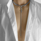 Hip-hop Tide Silver Cuban Chain Pendant Necklace Men Jewelry Choker