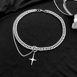 Hip-hop Tide Silver Cuban Chain Pendant Necklace Men Jewelry Choker