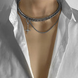 Hip-hop Tide Silver Cuban Chain Pendant Necklace Men Jewelry Choker