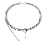 Hip-hop Tide Silver Cuban Chain Pendant Necklace Men Jewelry Choker