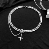 Hip-hop Tide Silver Cuban Chain Pendant Necklace Men Jewelry Choker