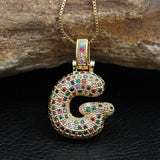 Hip Hop Rainbow CZ Crystal Pendant Necklace for Women