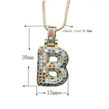 Hip Hop Rainbow CZ Crystal Pendant Necklace for Women