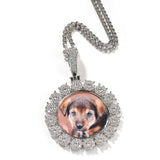 Hip-hop Round Photo Pendant Copper Zircon DIY Men's Necklace