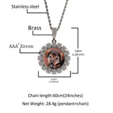 Hip-hop Round Photo Pendant Copper Zircon DIY Men's Necklace