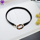 Hip Hop Leather Necklace Metal Buckle Collar Chain Accessories