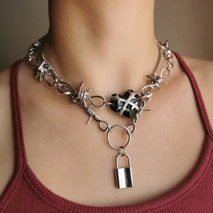 Hip Hop Thorns Love Necklace Metal Collarbone Chain