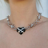 Hip Hop Thorns Love Necklace Metal Collarbone Chain