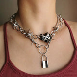 Hip Hop Thorns Love Necklace Metal Collarbone Chain