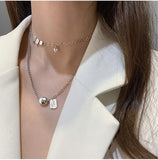 HipHop 925 Silver Heart Letter Charm Pendant Necklace For Women