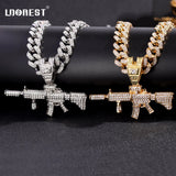 Gun Pendant Necklace AK47 13mm Miami Chain Rock Jewelry