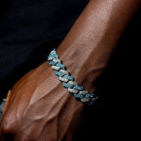 HipHop Rhinestones Paved Cuban Link Chain Necklace 14mm Rhombus Cuban Necklace