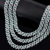 HipHop Rhinestones Paved Cuban Link Chain Necklace 14mm Rhombus Cuban Necklace