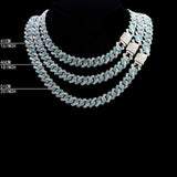 HipHop Rhinestones Paved Cuban Link Chain Necklace 14mm Rhombus Cuban Necklace