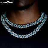 HipHop Rhinestones Paved Cuban Link Chain Necklace 14mm Rhombus Cuban Necklace