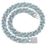 HipHop Rhinestones Paved Cuban Link Chain Necklace 14mm Rhombus Cuban Necklace