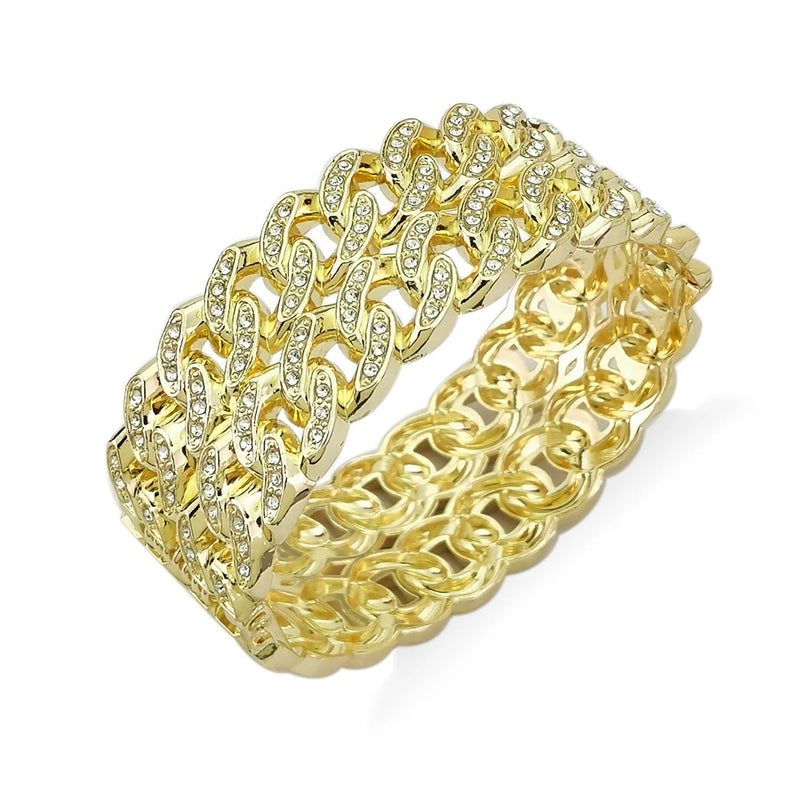 HipHop Cuban Chain African Bracelets Rhinestone Cuff Bangles Jewelry